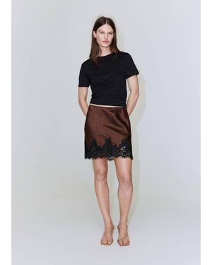 Mango Polka Dot Slip Skirt - Brown