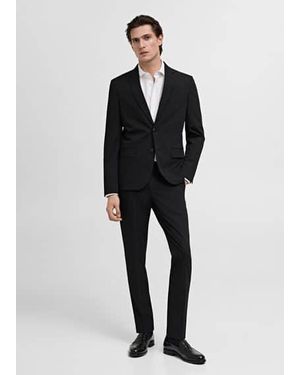 Mango Slim-Fit Cotton Poplin Suit Shirt - Black