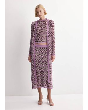 Mango Knit Long Cardigan - Purple