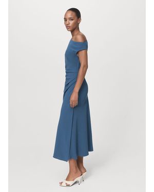 Mango Vestito Midi Asimmetrico Blu
