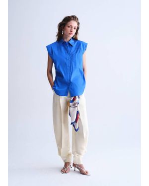 Mango Sleeveless Poplin Shirt - Blue