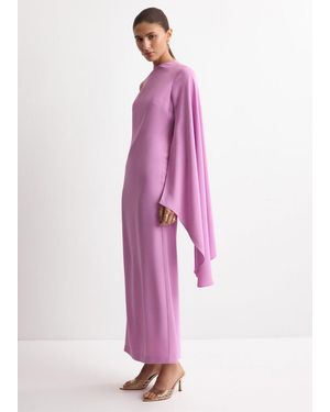 Mango Asymmetric Cape Long Dress - Pink