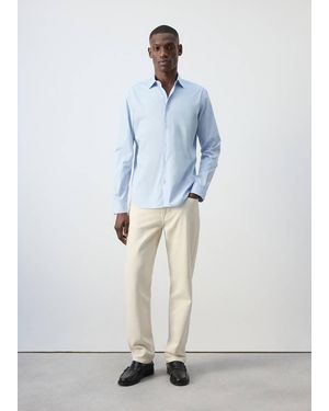 Mango 100% Cotton Regular Fit Striped Shirt - White