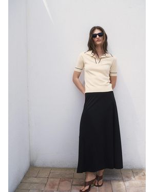 Mango Polo-Neck Jumper With Contrasting Trims - Natural