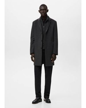 Mango Wool Coat With Detachable Inner Collar - Black