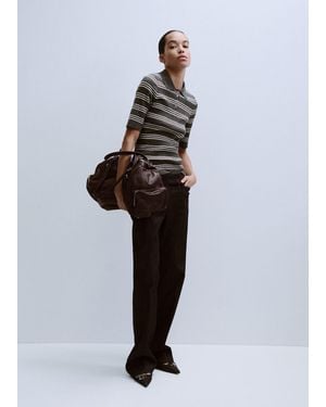 Mango Striped Ribbed-Knit Jumper - Multicolour