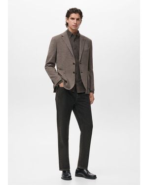 Mango Giacca Slim-Fit Micro Pied-De-Poule Marrone - Grigio