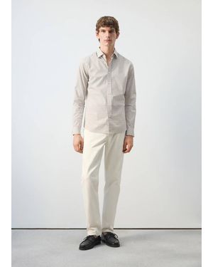 Mango 100% Cotton Regular Fit Check Shirt - White