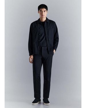 Mango Slim Fit Water-Repellent Trousers - Blue
