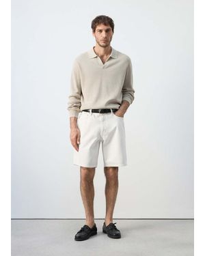 Mango Straight-Fit Denim Bermuda Shorts - Natural