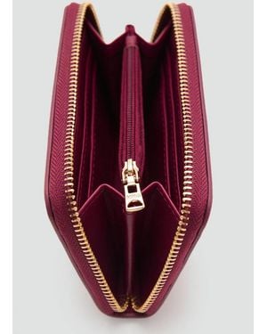 Mango Medium Wallet With Saffiano Effect - Red