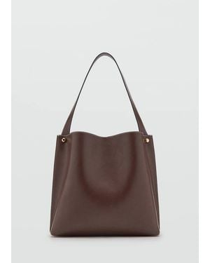 Mango Bucket Bag With Metal Details - Brown