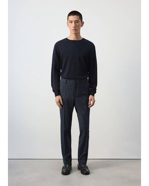 Mango Slim-Fit Flannel Trousers - Blue