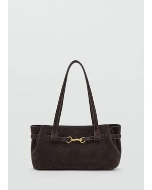 Mango Suede Shoulder Bag With Carabiner Clasp - White