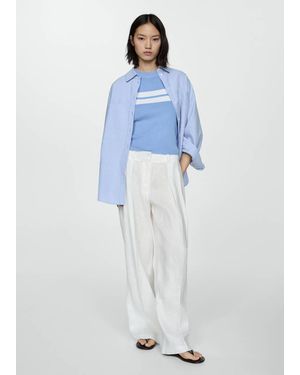 Mango Knit Striped Sweater Sky - Blue