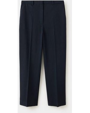 Mango Chalk-Stripe Straight Trousers - Blue