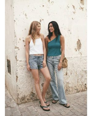 MANGO TEEN Asymmetrical Beaded Top - Brown