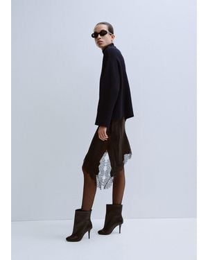 Mango Perkins-Neck Jumper With Button - Blue