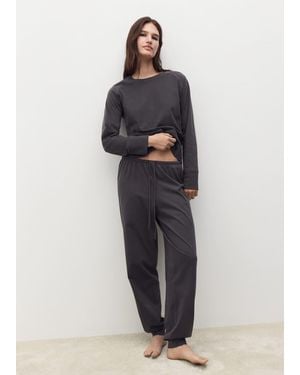 Mango Soft-Finish Jogger Trousers - Blue