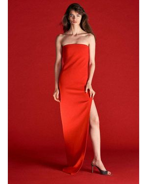 Mango Asymmetric Bandeau Dress - Red