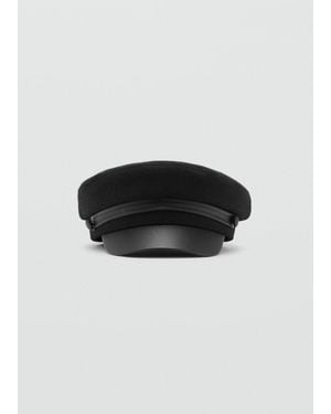 Mango Wool-Blend Baker Boy Cap - Black