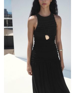Mango Pendant Necklace With Metal Component - Black