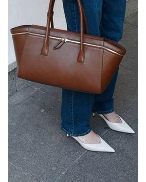 Mango Borsa Bowling Zip Marrone Medio - Blu