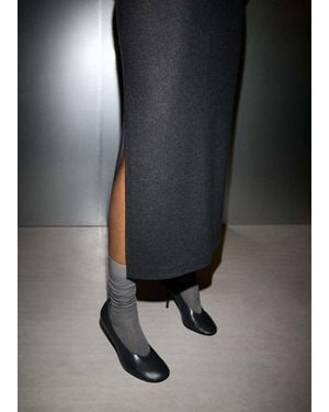 Mango Round-Toe Leather High-Heeled Shoes - Brown