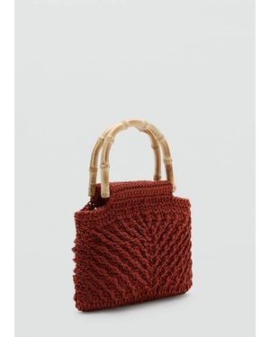 Mango Bamboo Handle Handbag - Red