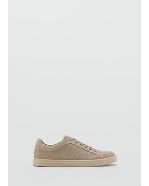 Mango Sneaker Pelle Crosta Di Cuoio Sabbia - Neutro