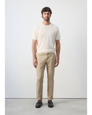 Mango Prato Cropped Tapered Chino Trousers - Natural