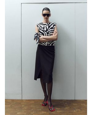 Mango Zebra Satin Scarf - Grey