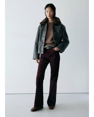 Mango Flared Corduroy Pants - Black
