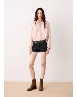 MANGO TEEN Studded Mini Shorts - White