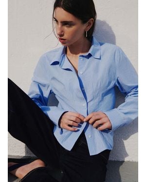 MANGO TEEN 100% Cotton Striped Shirt - Blue