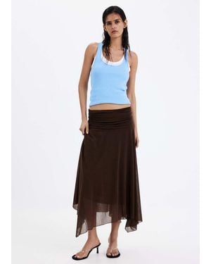 Mango Fitted Ribbed Top - Blue
