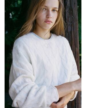 MANGO TEEN Braided Knitted Jumper - White