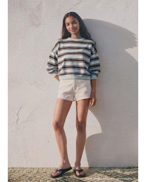 MANGO TEEN Bicolour Striped Sweatshirt - Blue