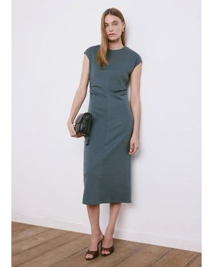 Mango Midi-Dress With Draped Detail - Blue