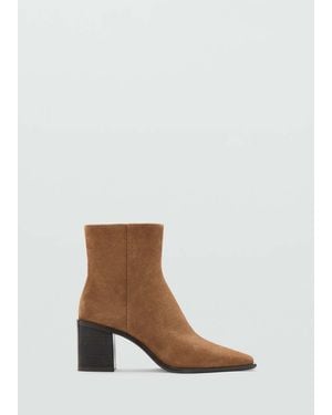 Mango Suede Block-Heel Boots - White