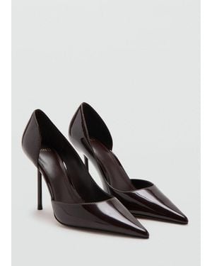 Mango Asymmetrical Patent Leather Court Shoes - Black