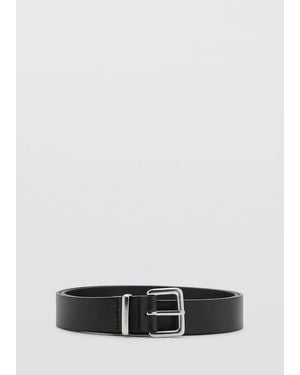 Mango Buckle Leather Belt - Black