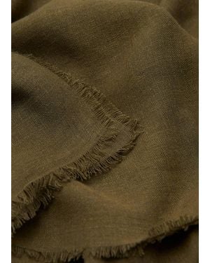 Mango Frayed Edge Linen Scarf - Green