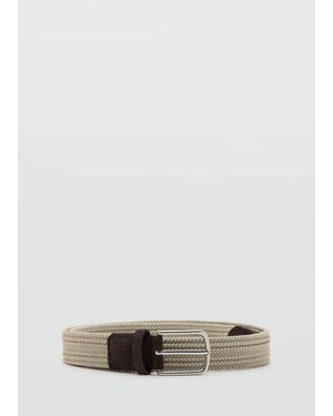 Mango Braided Elastic Belt - White