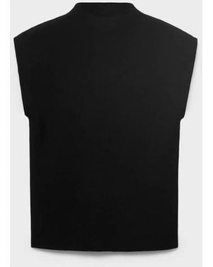 Mango Perkins-Neck Knitted Top - Black