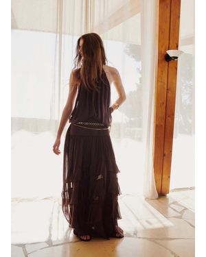 Mango Halter Dress With Ruffles - Brown