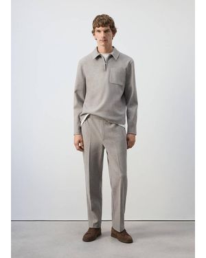 Mango Regular Fit Sweatshirt With Pocket - Grey
