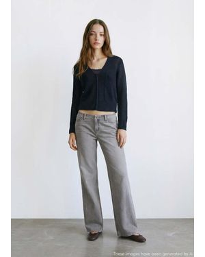 MANGO TEEN Knitted Jumper With Ribbed Details - Grey
