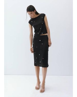 Mango Short-Sleeve Sequin Top - Black
