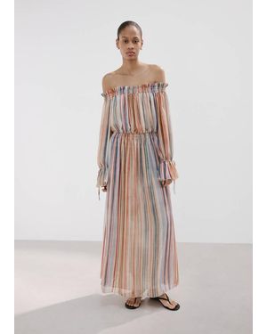 Mango Striped Strapless Dress - Natural